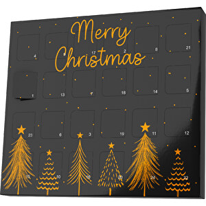 XS Adventskalender Merry Christmas Tanne , Brandt, schwarz / gelborange, Vollkartonhülle, weiss, 1,60cm x 12,00cm x 14,00cm (Länge x Höhe x Breite)