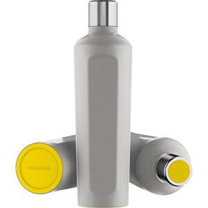 Thermotrinkflasche RETUMBLER-mySTEELONE , Retumbler, silber / gelb / gelb, Edelstahl, Kunststoff, Silikon, 7,75cm x 29,35cm x 8,87cm (Länge x Höhe x Breite)