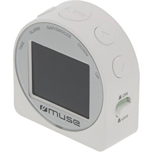 M-09 C | Muse Travel Alarm Clock , weiß, ABS, 6,20cm x 6,20cm x 2,50cm (Länge x Höhe x Breite)