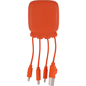 3192 | Xoopar Octopus Gamma 2 Bio Charging Cable With 3.000mAh Powerbank , orange, Bio PE, 1,70cm x 5,10cm x 13,50cm (Länge x Höhe x Breite)
