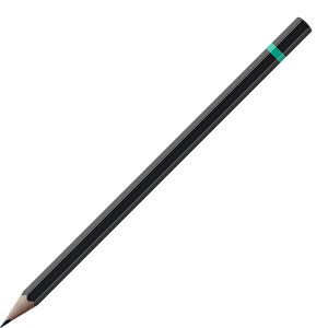 Bleistift, Natur, 6-eckig, Schwarz Lackiert , schwarz / hellgrün, Holz, 17,50cm x 0,70cm x 0,70cm (Länge x Höhe x Breite)