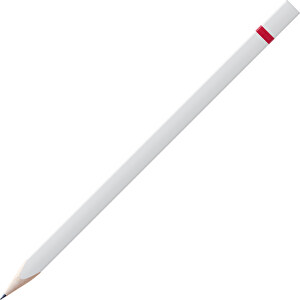 Bleistift, Natur, 3-eckig, Weiß Lackiert , weiß / himbeerrot, Holz, 17,50cm x 0,70cm x 0,70cm (Länge x Höhe x Breite)