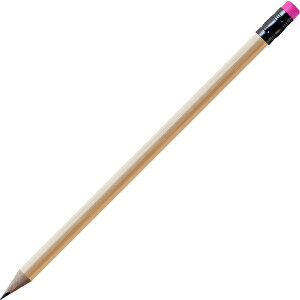 Bleistift, Natur, Rund, Kapsel Schwarz , natur / pink, Holz, 18,50cm (Länge)