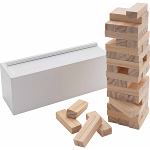 Deluxe Holz-Stapelturm Aus Holz, Weiß , weiß, FSC® Holz, 21,20cm x 7,40cm (Länge x Höhe)