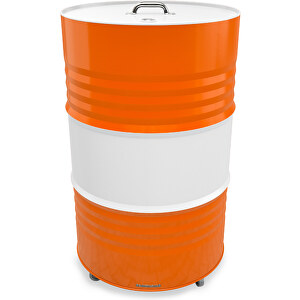 Fass-Tonne Mit Deckel , weiß / orange, Stahlblech, 90,00cm (Höhe)