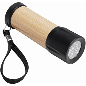 LED Taschenlampe BAMBOO SHINE , braun, schwarz, Kunststoff / Bambus, 10,00cm (Länge)