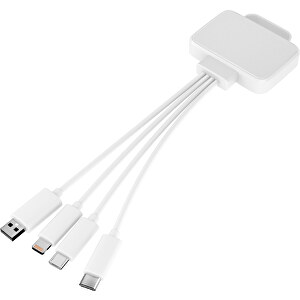 3-in-1 USB-Ladekabel MultiCharge , weiß / weiß, Kunststoff, 5,30cm x 1,20cm x 5,50cm (Länge x Höhe x Breite)