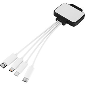 3-in-1 USB-Ladekabel MultiCharge , weiß / schwarz, Kunststoff, 5,30cm x 1,20cm x 5,50cm (Länge x Höhe x Breite)