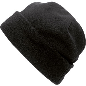 Fleece-Mütze Brixen , schwarz, Fleece 200 g/m², 28,00cm x 2,20cm x 16,00cm (Länge x Höhe x Breite)