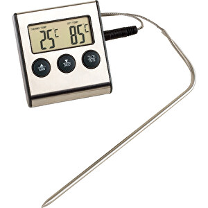 Kochthermometer GOURMET , grau / silber, Edelstahl / Kunstsotff, 7,00cm x 1,80cm x 6,40cm (Länge x Höhe x Breite)