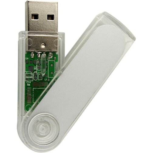 USB-Stick SWING II 8GB , Promo Effects MB , klar / transparent MB , 8 GB , Kunststoff/Aluminium MB , 3 - 10 MB/s MB , 5,90cm x 1,10cm x 1,65cm (Länge x Höhe x Breite), Bild 1
