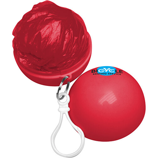Xina Regenponcho In Ballförmiger Hülle Mit Schlüsselanhänger , rot, PS Kunststoff, PE Kunststoff, , Bild 5