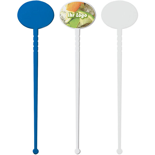 Cocktail-Rührstab 'Oval' , transparent-blau, Kunststoff, 18,70cm x 0,20cm x 4,40cm (Länge x Höhe x Breite), Bild 2