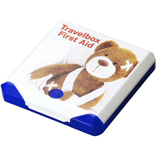 Travelbox 'First Aid' , trend-blau PP, Kunststoff, 11,00cm x 2,40cm x 10,30cm (Länge x Höhe x Breite), Bild 1