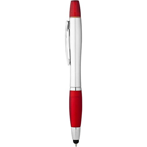 Nash Stylus Kugelschreiber Und Marker , silber / rot, ABS Kunststoff, 14,60cm (Länge), Bild 1