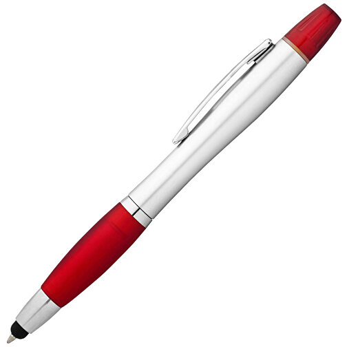 Nash Stylus Kugelschreiber Und Marker , silber / rot, ABS Kunststoff, 14,60cm (Länge), Bild 2