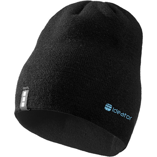 Level Mütze , schwarz, 1x1 Rib Strick 100% Acryl, 26,00cm x 19,00cm (Höhe x Breite), Bild 2