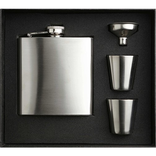 Slimmy Flask Set , silber matt, Edelstahl, 16,50cm x 4,00cm (Länge x Breite), Bild 1