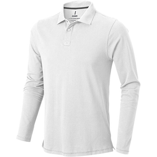 Oakville Langarm Poloshirt Für Herren , weiß, Piqué Strick 100% BCI Baumwolle, 200 g/m2, XXL, , Bild 1