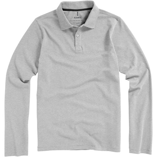 Oakville Langarm Poloshirt Für Herren , grau meliert, Piqué Strick 90% Baumwolle, 10% Viskose, 200 g/m2, XS, , Bild 9