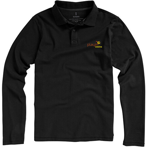 Oakville Langarm Poloshirt Für Herren , schwarz, Piqué Strick 100% BCI Baumwolle, 200 g/m2, XS, , Bild 4