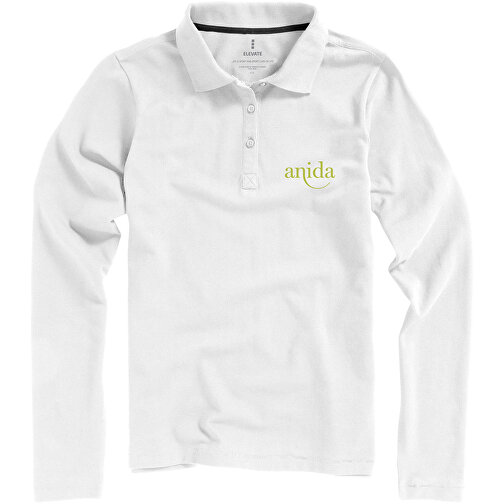 Oakville Langarm Poloshirt Für Damen , weiß, Piqué Strick 100% BCI Baumwolle, 200 g/m2, XXL, , Bild 2