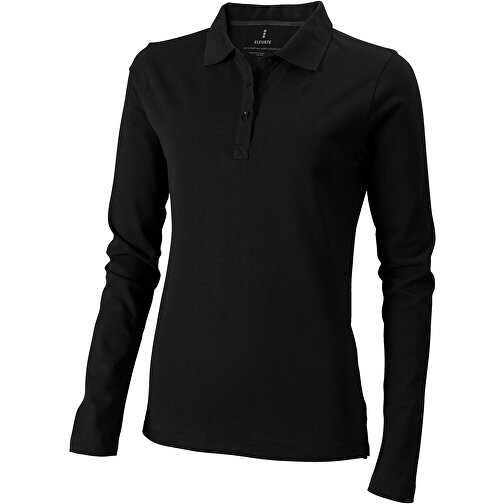 Oakville Langarm Poloshirt Für Damen , schwarz, Piqué Strick 100% BCI Baumwolle, 200 g/m2, XL, , Bild 1