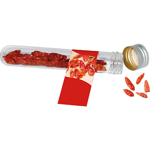 Reagenzglas Chili , rot, Glas, Gewürz, Metall, Papier, 10,00cm (Höhe), Bild 1