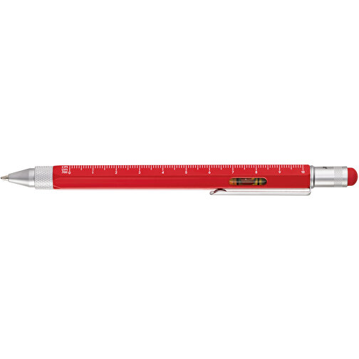 TROIKA Multitasking-Kugelschreiber CONSTRUCTION , Troika, rot, silberfarben, Messing, 15,00cm x 1,30cm x 1,10cm (Länge x Höhe x Breite), Bild 3
