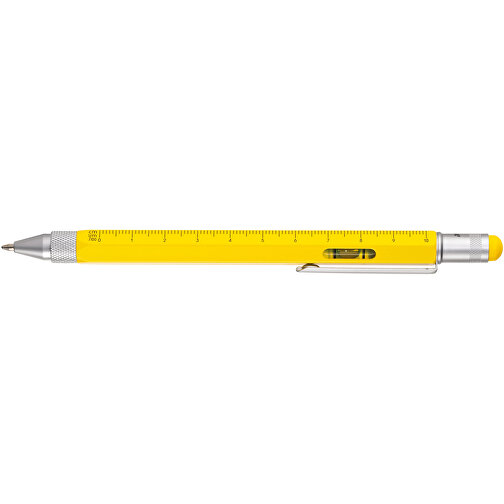 TROIKA Multitasking-Kugelschreiber CONSTRUCTION , Troika, gelb, silberfarben, Messing, 15,00cm x 1,30cm x 1,10cm (Länge x Höhe x Breite), Bild 3