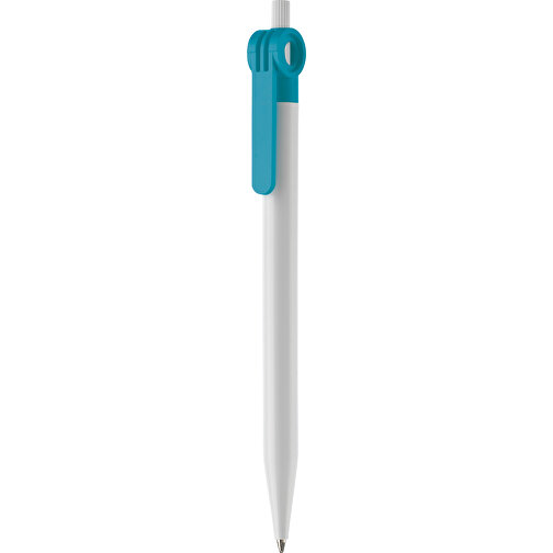 Kugelschreiber Futurepoint Hardcolour , weiß / türkis, ABS, 14,50cm (Länge), Bild 1
