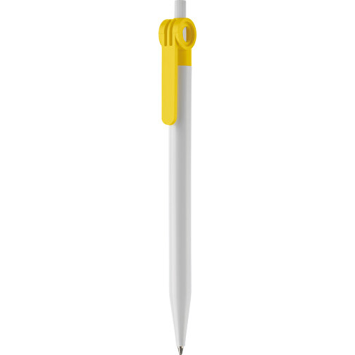 Kugelschreiber Futurepoint Hardcolour , weiss / gelb, ABS, 14,50cm (Länge), Bild 1