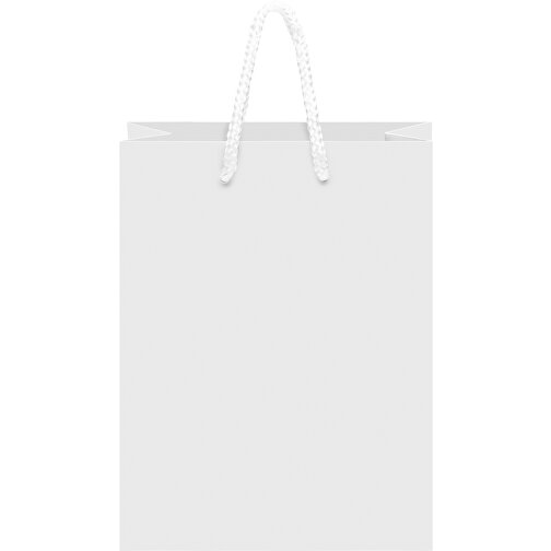 Laminierte Papiertasche, Klein , weiß, Papier, 18,00cm x 24,00cm x 8,00cm (Länge x Höhe x Breite), Bild 4