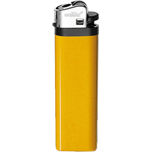 Unilite® U-30 04 Reibradfeuerzeug , Unilite, gelb, AS/ABS, 2,30cm x 8,00cm x 1,10cm (Länge x Höhe x Breite), Bild 1