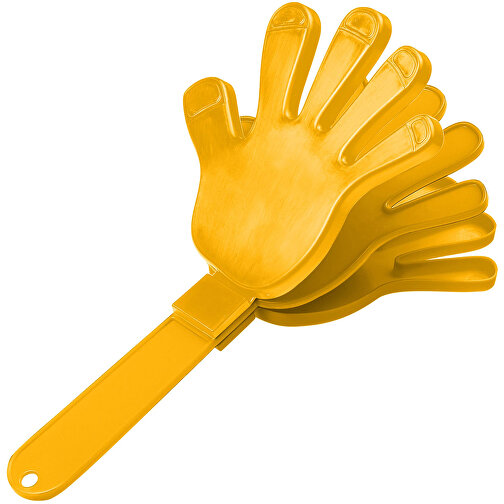 Klapper 'Hand', Einfarbig , standard-gelb, Kunststoff, 26,50cm x 2,20cm x 14,20cm (Länge x Höhe x Breite), Bild 1