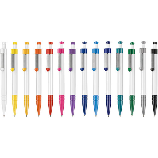 Kugelschreiber SPRING , Ritter-Pen, azurblau/weiss, ABS-Kunststoff, 14,10cm (Länge), Bild 4