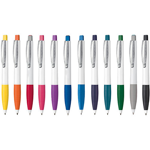 Kugelschreiber CLUB , Ritter-Pen, signalrot/weiß, ABS-Kunststoff, 14,20cm (Länge), Bild 4