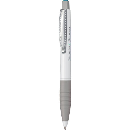 Kugelschreiber CLUB , Ritter-Pen, steingrau/weiss, ABS-Kunststoff, 14,20cm (Länge), Bild 1