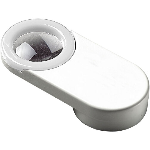 Magnet 'Lupe' , weiß, Kunststoff, 6,60cm x 1,20cm x 3,00cm (Länge x Höhe x Breite), Bild 1