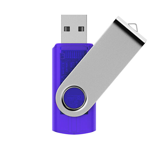 USB-Stick SWING 3.0 32 GB , Promo Effects MB , violett transparent MB , 32 GB , Kunststoff, Metall MB , 10 - 45 MB/s MB , 5,80cm x 1,09cm x 1,90cm (Länge x Höhe x Breite), Bild 1