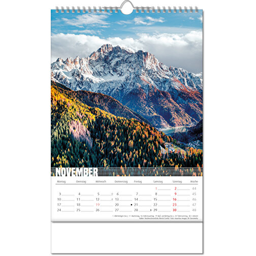 Kalender 'Bergwelten' i formatet 24 x 38,5 cm, med Wire-O indbinding, Billede 12