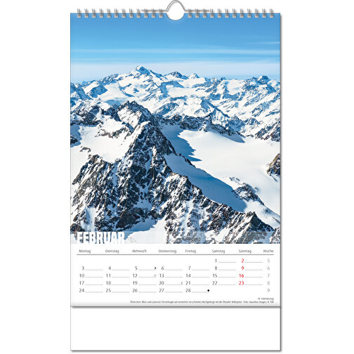 Calendario 'Bergwelten' en formato 24 x 38,5 cm, con encuadernación Wire-O, Imagen 3