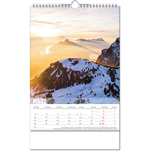 Calendario 'Bergwelten' nel formato 24 x 38,5 cm, con rilegatura Wire-O, Immagine 4