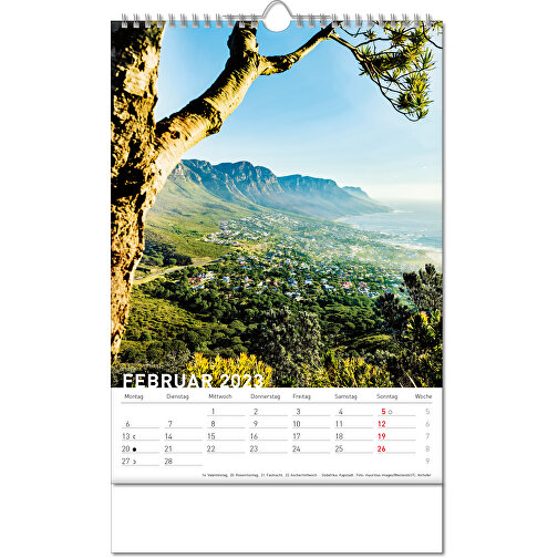 Calendario 'Destinos' en formato 24 x 38,5 cm, con encuadernación Wire-O, Imagen 3