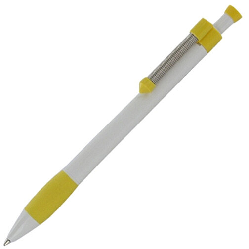 Kugelschreiber Spring Grippy , Ritter-Pen, zitronen-gelb/weiss, ABS-Kunststoff, 14,10cm (Länge), Bild 2