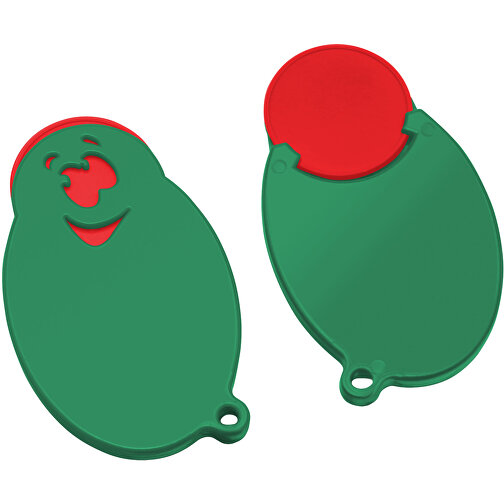 Chiphalter Mit 1€-Chip 'Gesicht' , rot, grün, ABS, 5,90cm x 0,40cm x 3,50cm (Länge x Höhe x Breite), Bild 1