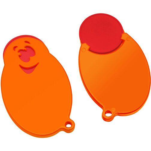 Chiphalter Mit 1€-Chip 'Gesicht' , rot, orange, ABS, 5,90cm x 0,40cm x 3,50cm (Länge x Höhe x Breite), Bild 1