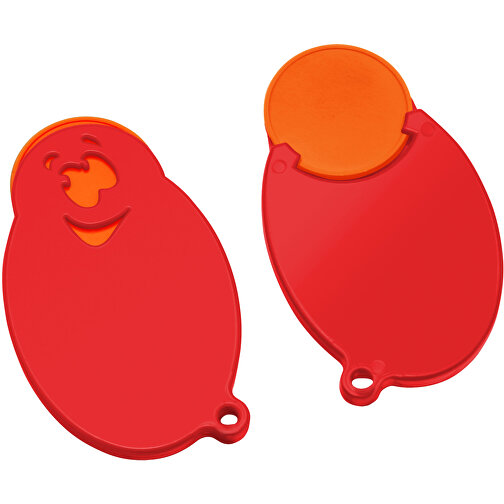 Chiphalter Mit 1€-Chip 'Gesicht' , orange, rot, ABS, 5,90cm x 0,40cm x 3,50cm (Länge x Höhe x Breite), Bild 1