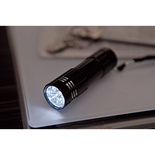 LED-Taschenlampe POWERFUL , schwarz, Aluminium, 9,50cm (Höhe), Bild 2
