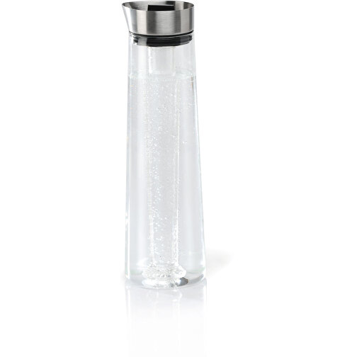 Wasserkaraffe 1,5 L  -ACQUA- , Blomus, transparent, Edelstahl Matt, Silikon, Glas klar, 9,80cm x 33,30cm x 9,80cm (Länge x Höhe x Breite), Bild 1